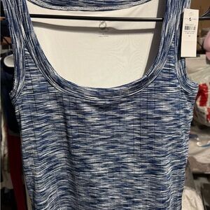 Lou & Grey Blue Space-Dye Scoop Neck Tank